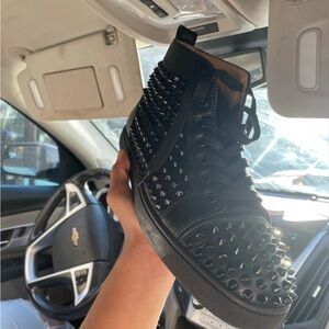 Christian Louboutin Black Spiked High Top Sneakers